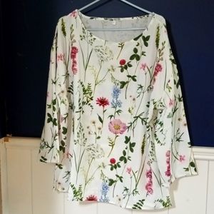 Ladies L  Polyester Floral 3/4 sleeve top
